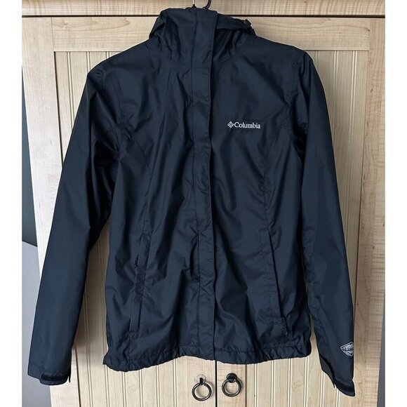 Columbia Omni-Tech Waterproof Breathable Jacket W/ Hood L Inside Zippers Size XS - Picture 1 of 9
